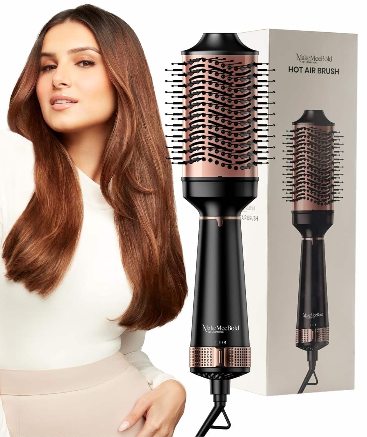 URBANYOG MakeMeeBold 2 in 1 Hot Air Brush 1.0 (Black and Rose Gold)