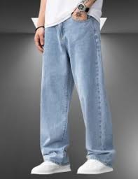 MEIXN Men Loose Fit Mid Rise Light Blue Jeans MEIXN Men Loose Fit Mid Rise Light Blue Jeans