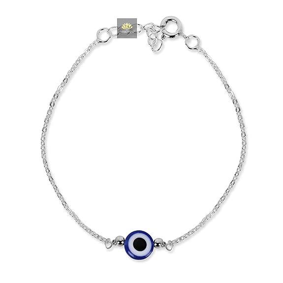 NEMICHAND JEWELS Nazariya Evil Eye 925 Pure Sterling Silver Bracelet