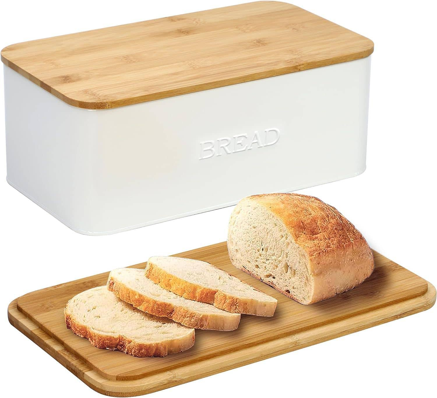 The Better Home Bread Box for Storage with Bamboo Cutting Board Lid