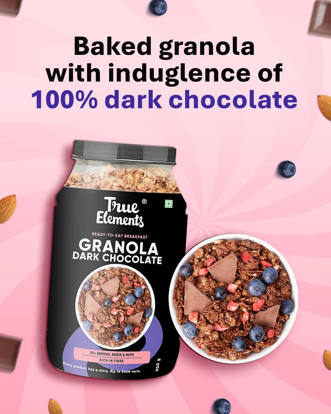 True Elements Chocolate Granola 900g - Award Winning Breakfast