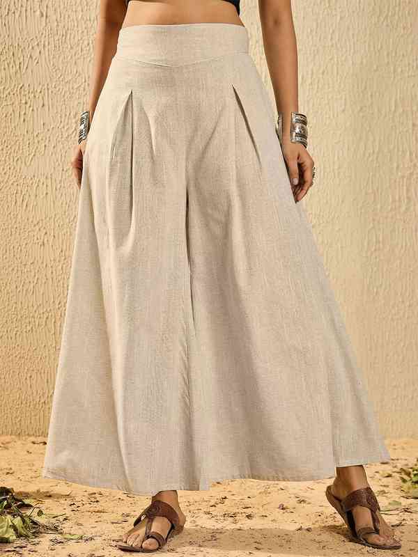  InWeave Women Cotton Flared Handloom Ethnic Palazzos