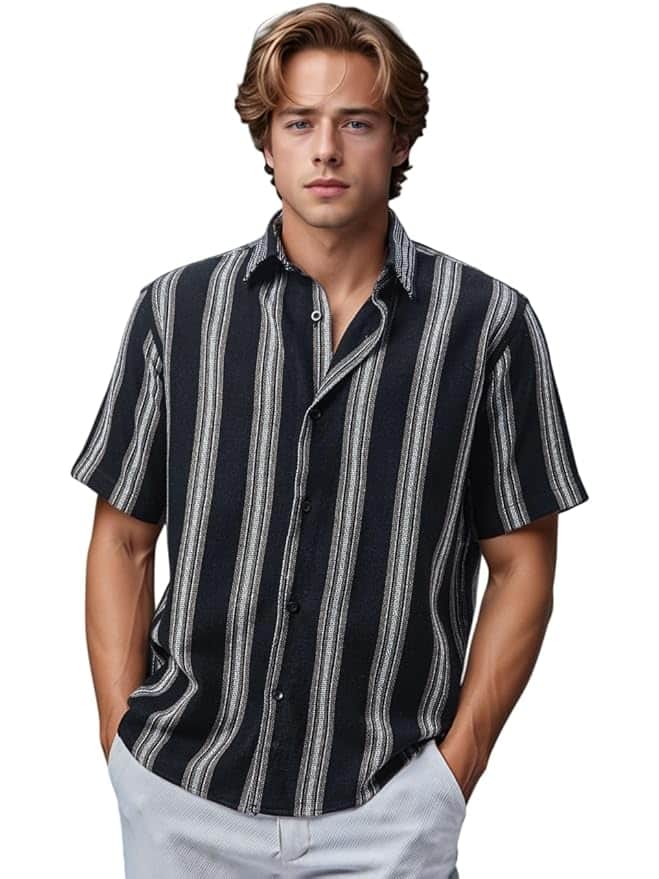 BUSCOTT Men's Cotton Checks Half Sleeves Shirt
