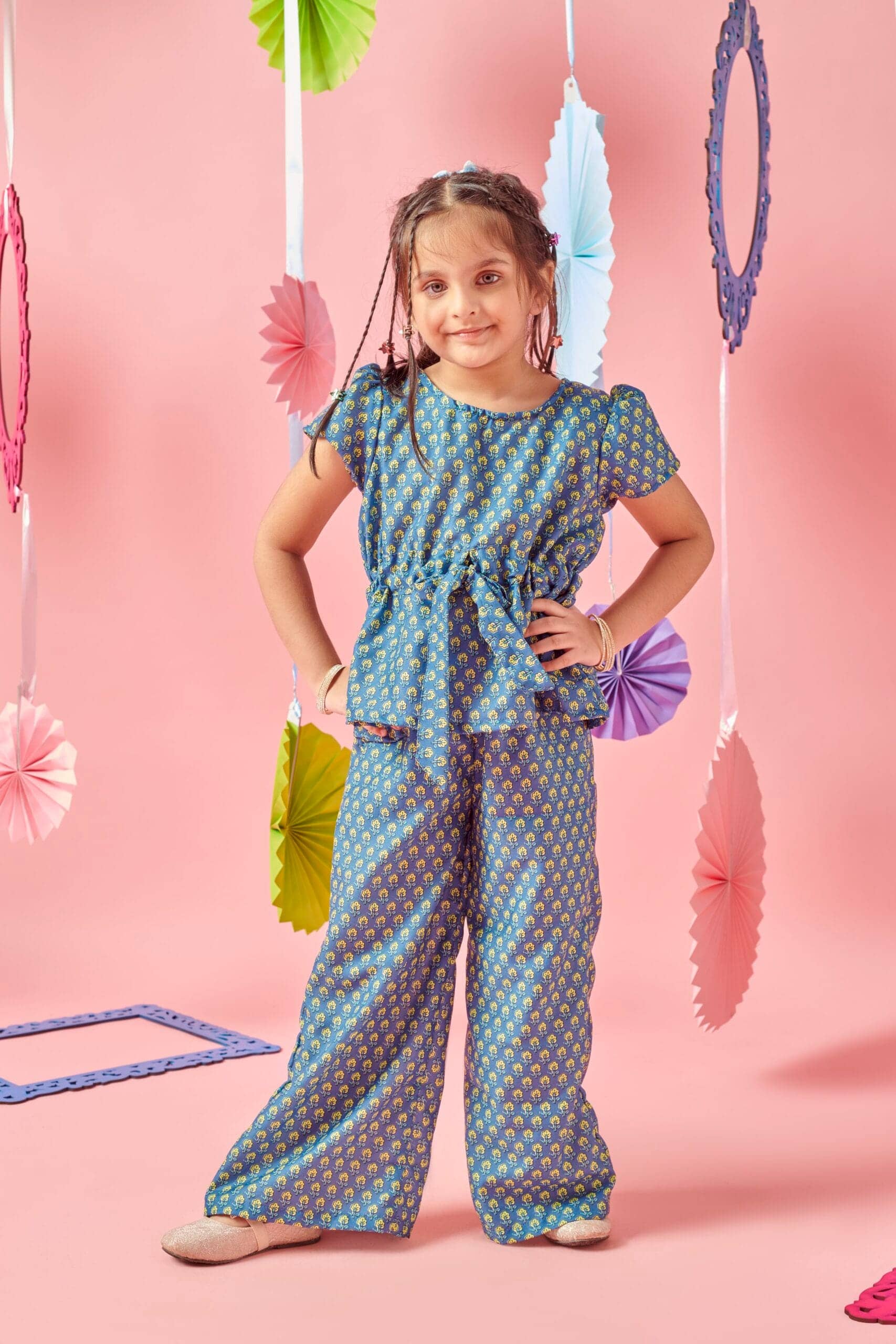 MASTARANG Kids Small Buttiprint Waist Tie Up Co-Ord Set