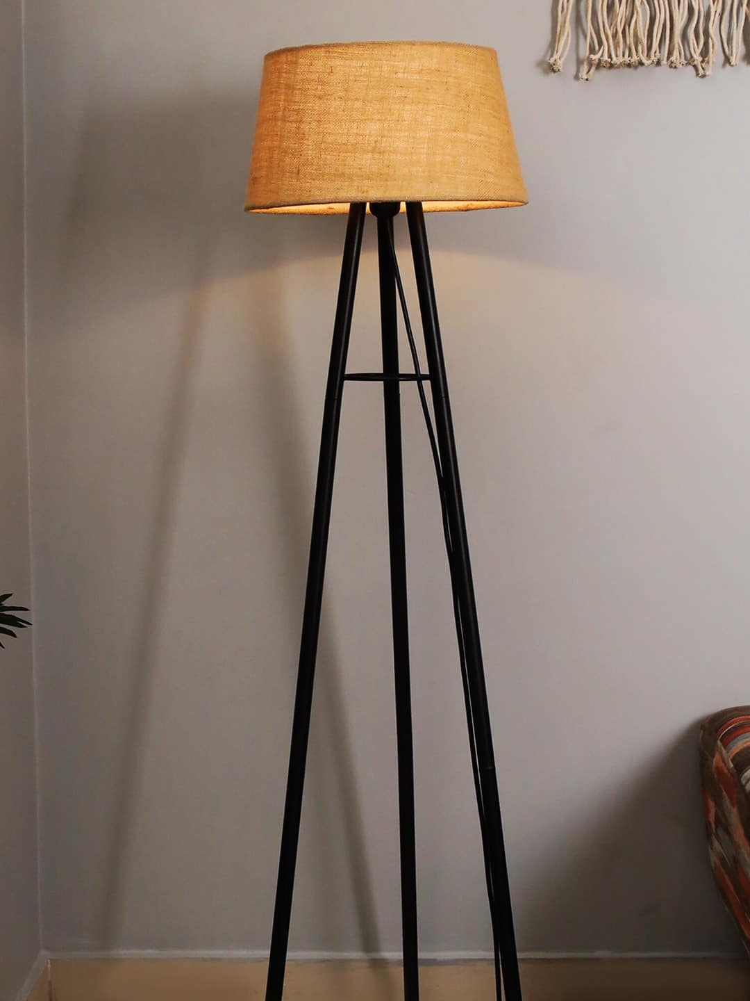 Homesake: Beige &amp; Black Tripod Floor Lamp  