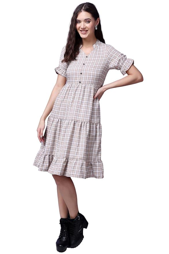 DressBerry Checked A-Line Mini Dress