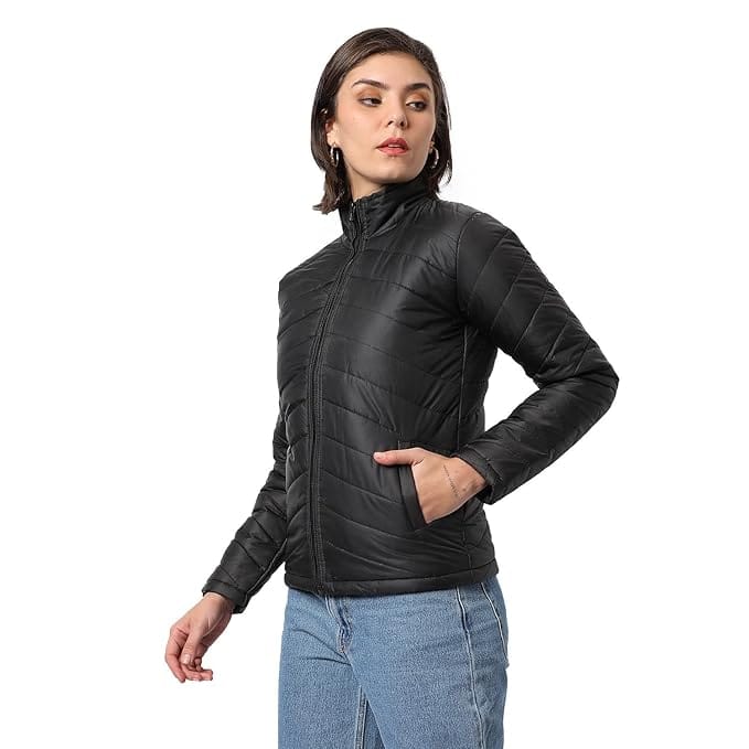 Campus Sutra Women’s Pink Puffer Bomber Jacket