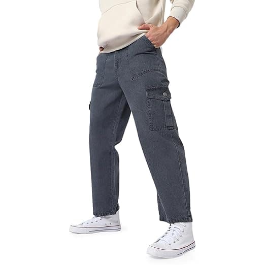 Urbano Fashion Men's Loose Baggy Fit Cargo Jeans