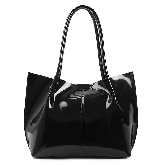 Carrylux Casual Patent Synthetic Leather Tote Bag