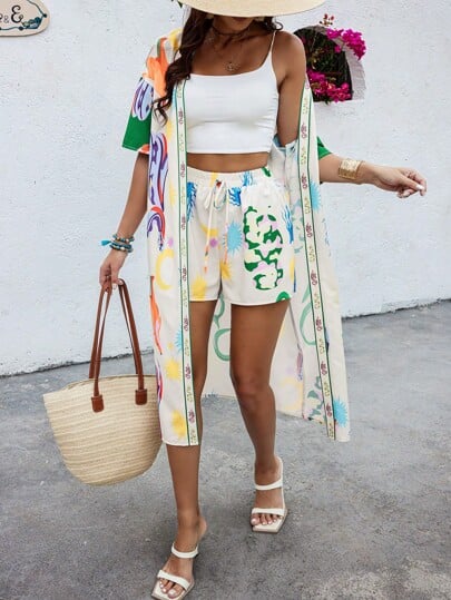 Outzidr White Floral Printed Coord Set Outzidr White Floral Printed Coord Set