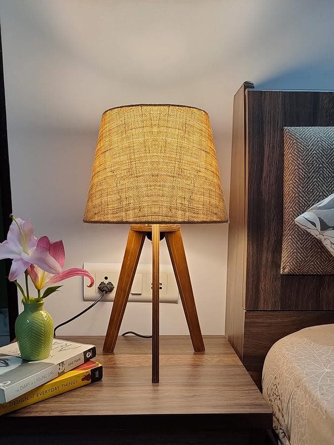 Crosscut Furniture Premium Wood Bedside LED Table Lamp