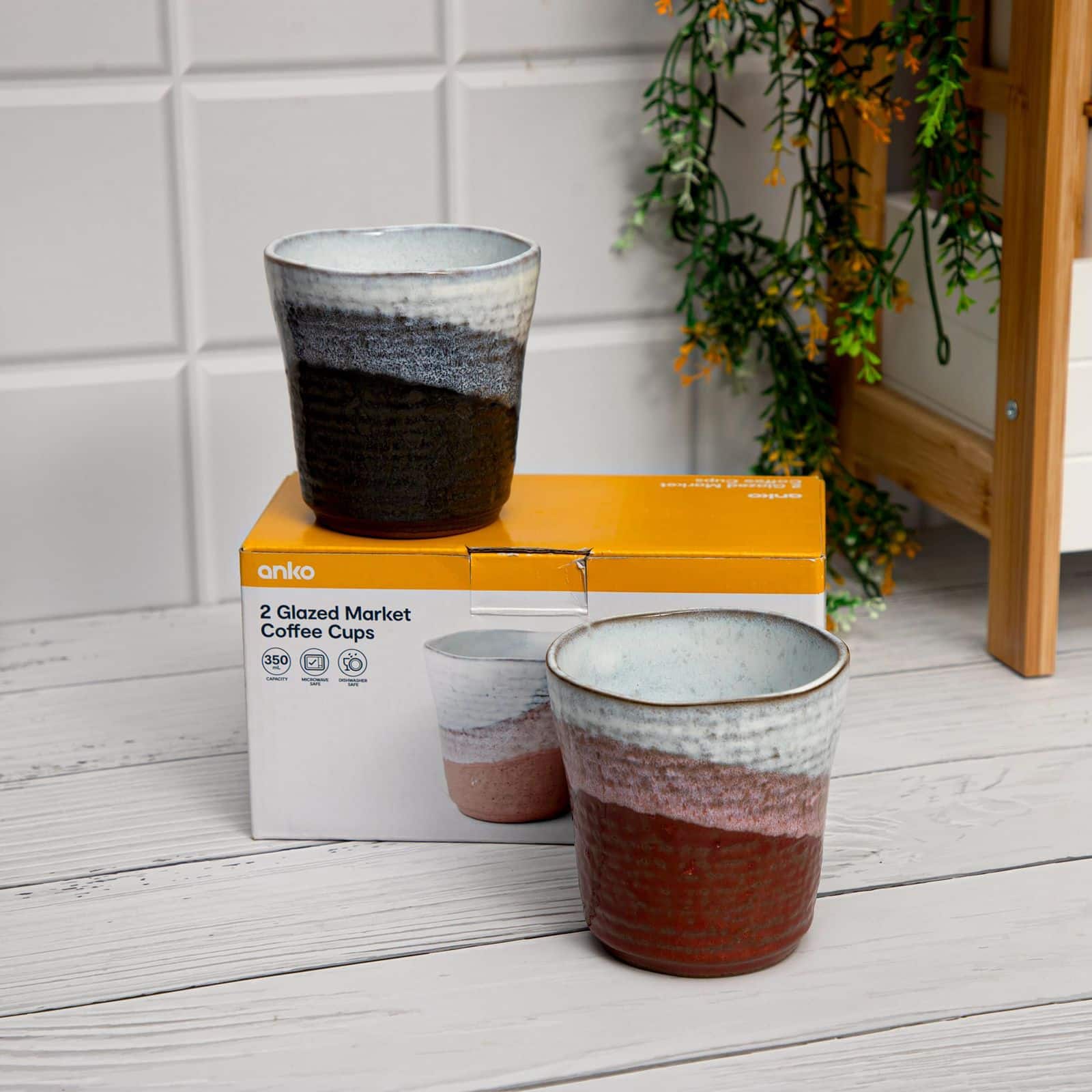 Anko Glazed Ceramic Chai Cups Set of 2