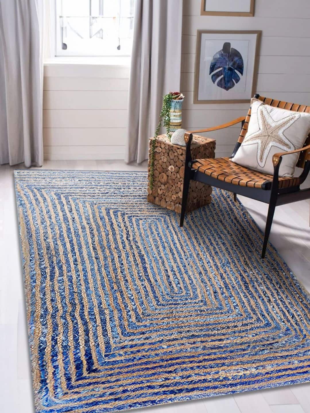 Cortina Yellow & Blue Geometric Braided Reversible Carpet Cortina Yellow & Blue Geometric Braided Reversible Carpet