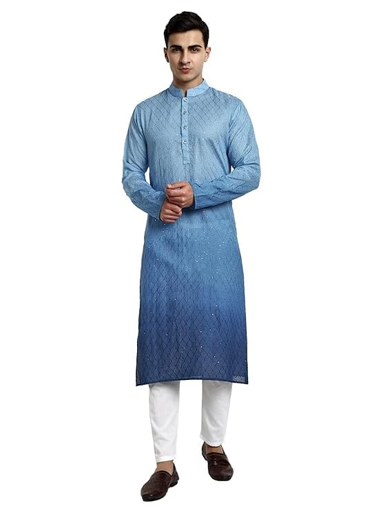 Vardha Men's Cotton Chikankari Embroidered Kurta