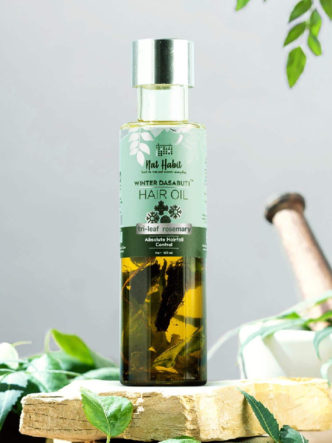  Nat Habit Tri-Leaf Winter Dasabuti Hair Oil, Hair Fall Control, Ayurvedic Herbal - 100ml