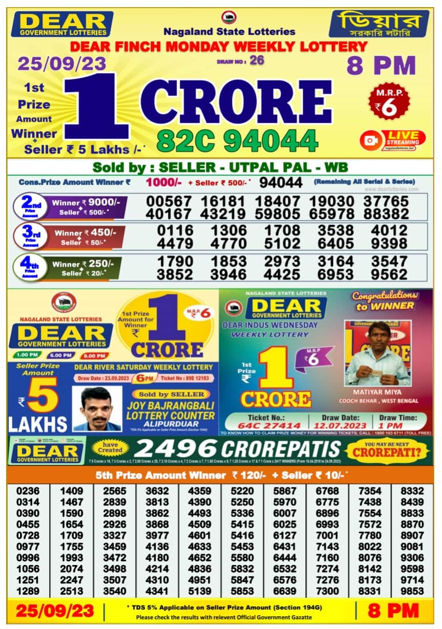 Monday lotto shop 3852