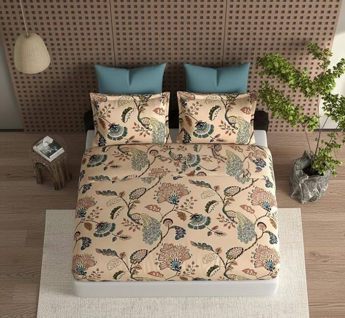 DECOMIZER 300 TC Glace Cotton Elastic Fitted Bedsheet 
