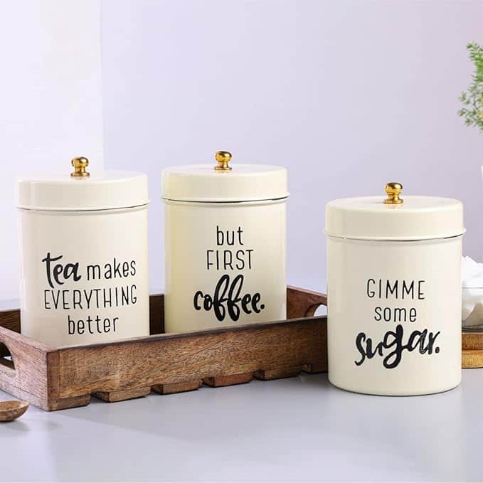 Anantam Homes Tea Sugar Coffee Container Set (Pack of 3) Anantam Homes Tea Sugar Coffee Container Set (Pack of 3)