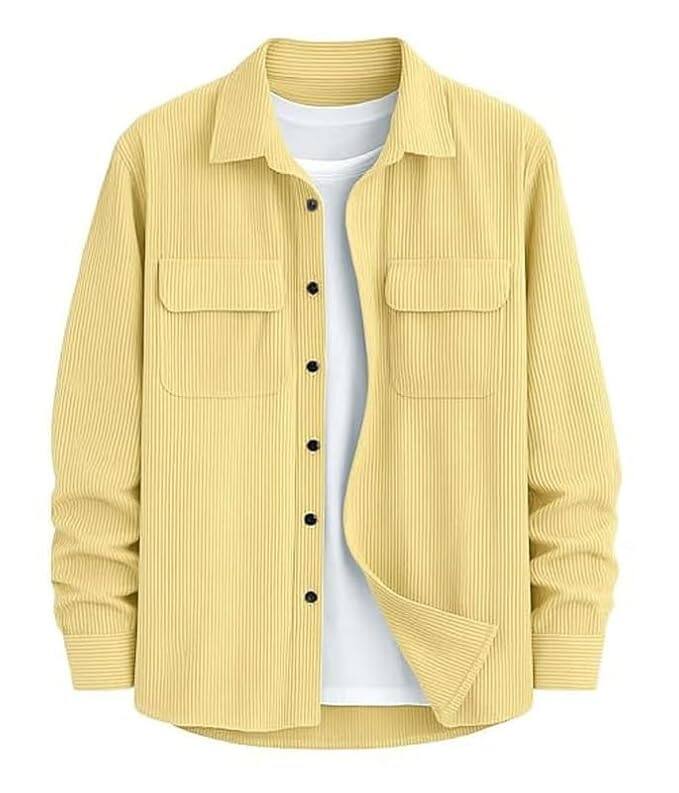 DEELMO Men’s Full Sleeve Corduroy Shacket