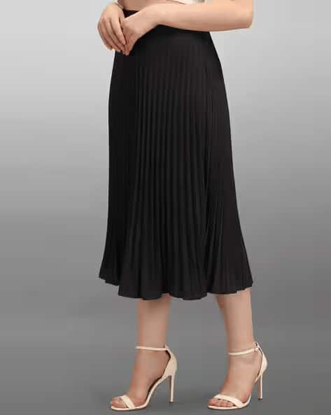Deklook Solid Women Pleated Black Skirt