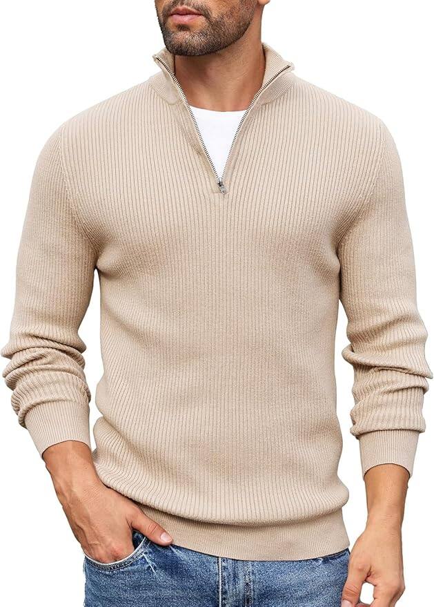 DENIMHOLIC Men High Neck Zipper Cotton Knitted Sweater DENIMHOLIC Men High Neck Zipper Cotton Knitted Sweater