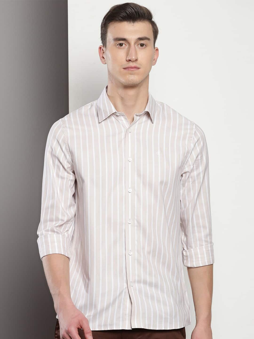 Peter England Spread Collar Long Sleeves Slim Fit Striped Formal Shirt Peter England Spread Collar Long Sleeves Slim Fit Striped Formal Shirt