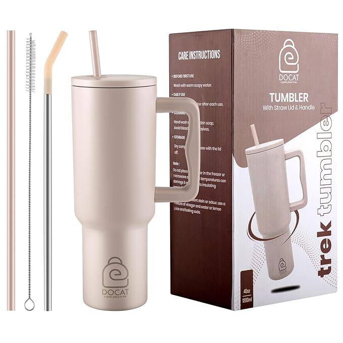 DOCAT 1200ML Stainless Steel Tumbler with Lid and Straw (Oatmeal) DOCAT 1200ML Stainless Steel Tumbler with Lid and Straw (Oatmeal)