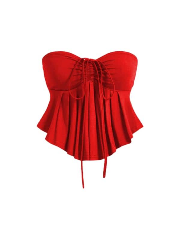 RAMAYAT DESIGNS Off-Shoulder Ruffle Hem Tube Top