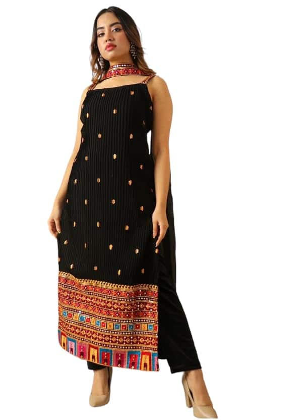 Dresser Women’s Georgette Embroidery Straight Kurta with Dupatta Bottom Set Dresser Women’s Georgette Embroidery Straight Kurta with Dupatta Bottom Set