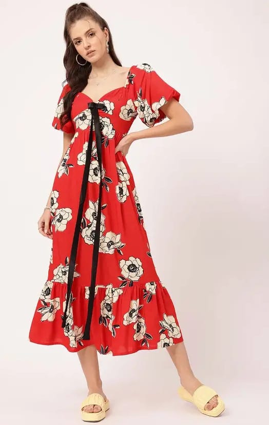 Dressberry Women A-line Red Midi/Calf Length Dress Dressberry Women A-line Red Midi/Calf Length Dress