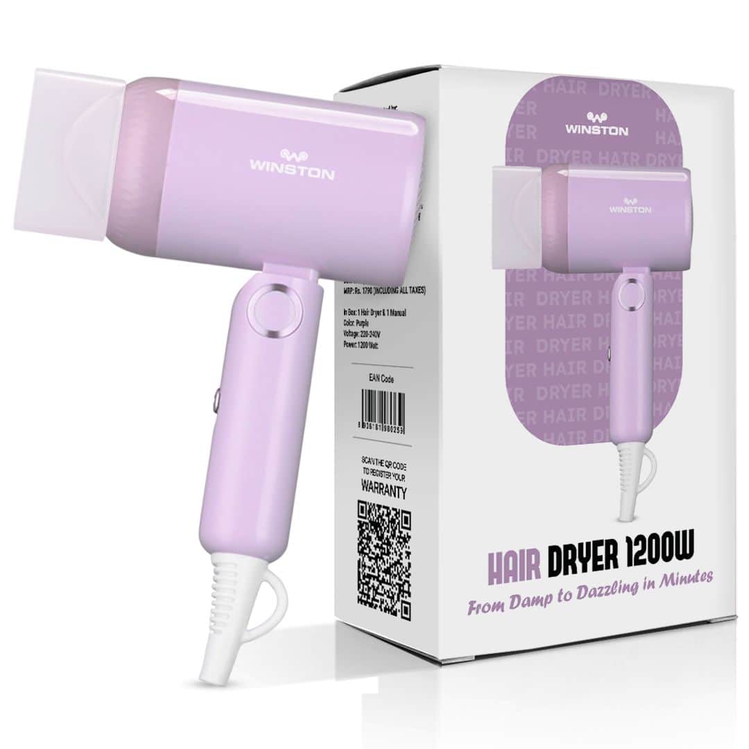 WINSTON Hair Dryer with Foldable Compact Design (1200 Watt) 