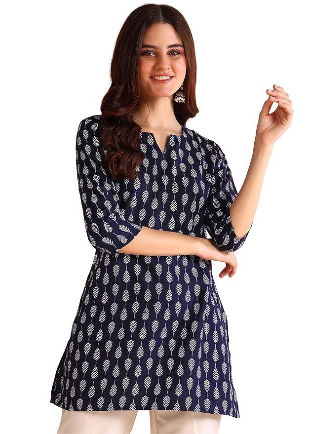 DSK Studio Women’s Short Kurti in Black Rayon Cotton Blend