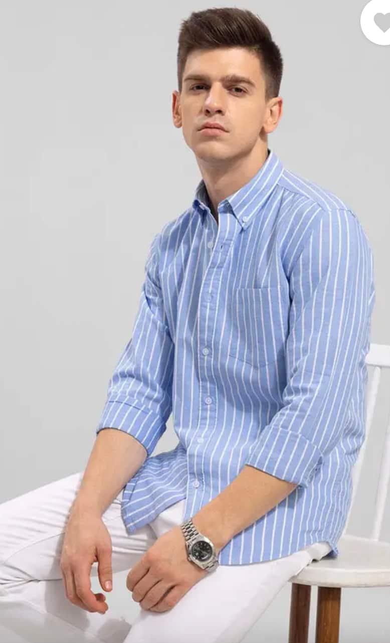 Eighteen Up Striped Blue Casual Shirt