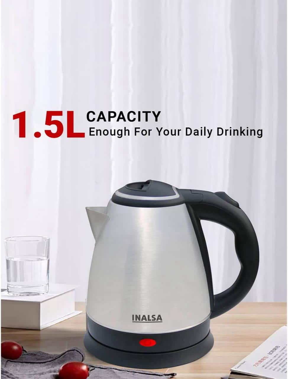 Inalsa Kwik Stainless Steel Cordless Electric Kettle 1.5 L Inalsa Kwik Stainless Steel Cordless Electric Kettle 1.5 L