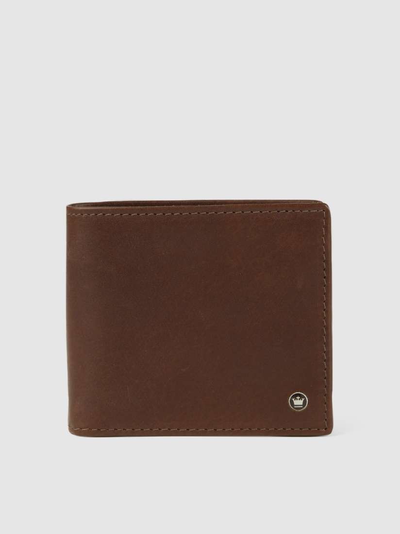 Louis Philippe Men Brown Solid Leather Two Fold Wallet