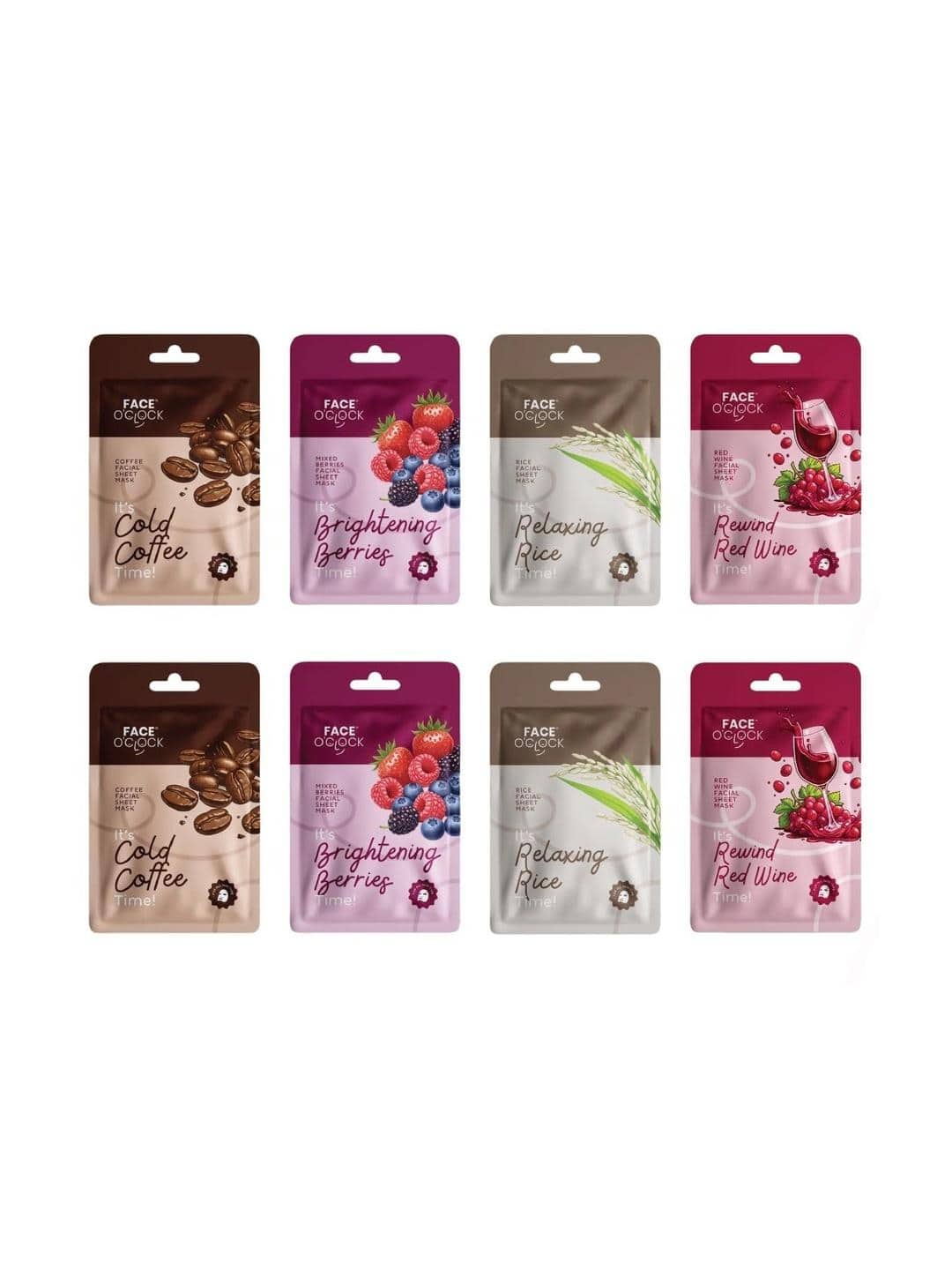 Face O'Clock Set Of 8 Facial Sheet Mask