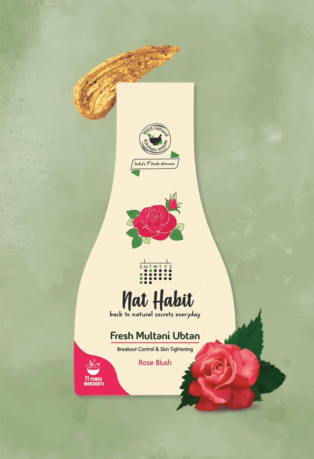 Nat Habit Rose Blush Multani Ubtan for Breakout Control &amp; Skin Tightening