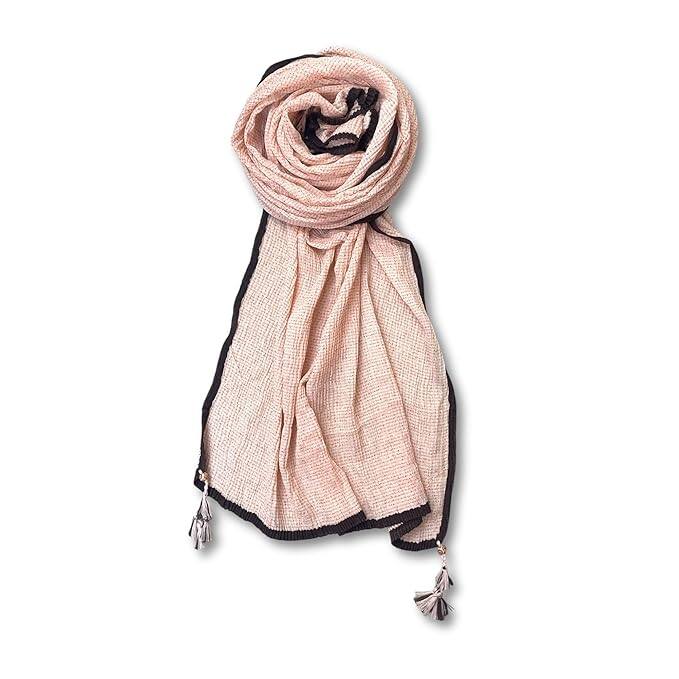 FAHABO Scarf Woman, Woven Cotton with Border and Tassels FAHABO Scarf Woman, Woven Cotton with Border and Tassels