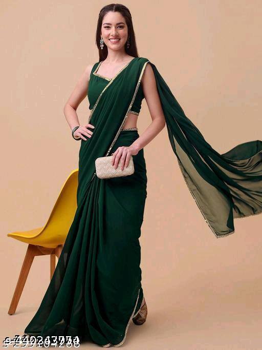 FABMORA Embellished Mirror Work Saree
