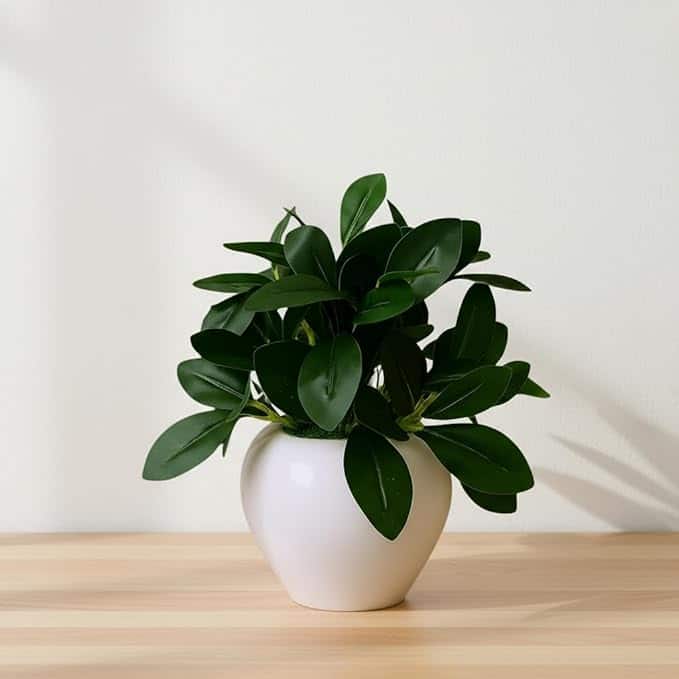 Fancymart Artificial Rubber Plant in White Apple Pot Fancymart Artificial Rubber Plant in White Apple Pot