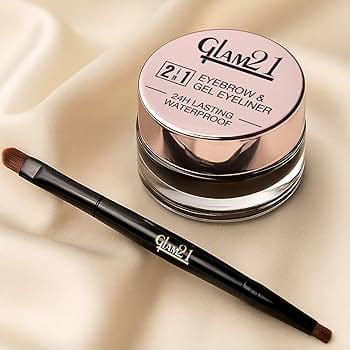 GLAM21 Smudge Proof 24Hr Lasting & Waterproof 2-In-1 Eyebrow & Gel Eyeliner 4g - Black GLAM21 Smudge Proof 24Hr Lasting & Waterproof 2-In-1 Eyebrow & Gel Eyeliner 4g - Black