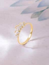  NEW Mia by Tanishq Mia By Tanishq Women 14 Kt Gold Crown Bloom Ring With 0.11 Carat Natural Diamond-1.27gm