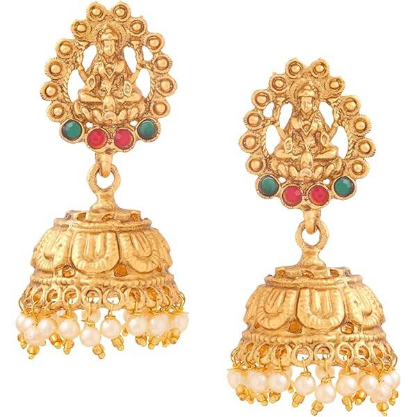 Yellow Chimes Gold Plated Pearl Hanging Dome Designed Traditional Jhumka Earrings Yellow Chimes Gold Plated Pearl Hanging Dome Designed Traditional Jhumka Earrings