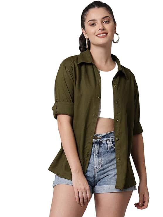 FUNDAY FASHION Women Regular Fit Solid Casual Shirt FUNDAY FASHION Women Regular Fit Solid Casual Shirt