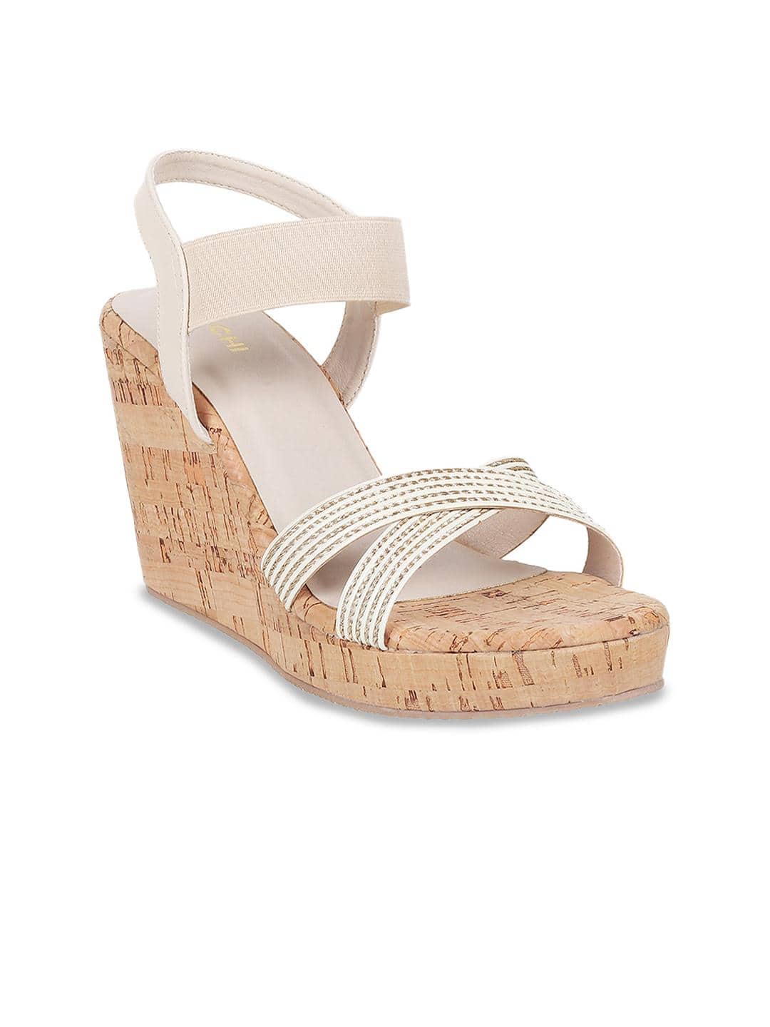  Mochi Embellished Criss-Cross Wedge Heels