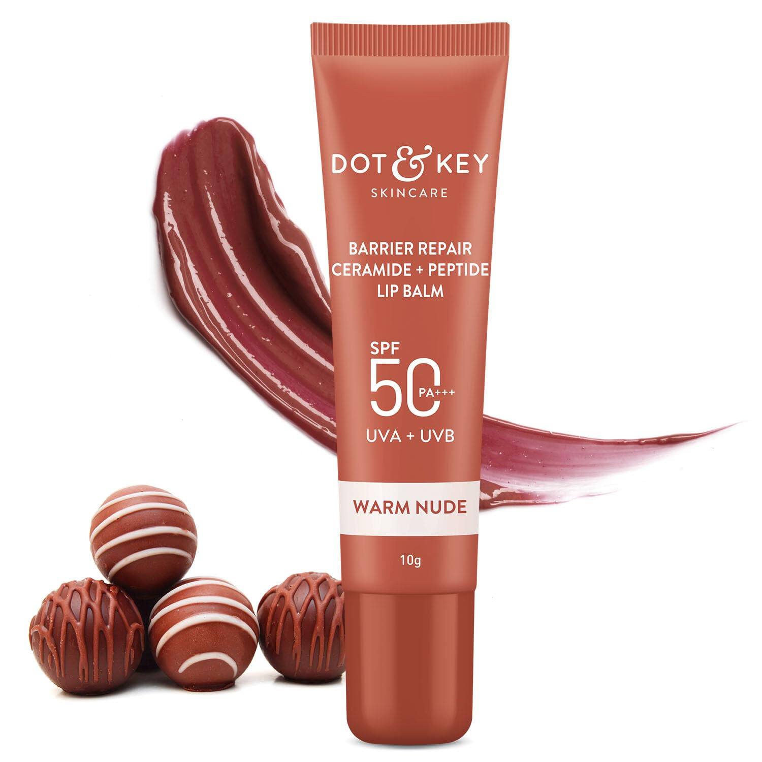  DOT &amp; KEY Barrier Repair Ceramide &amp; Peptide SPF50 Lip Balm with Avocado 10g - Warm Nude