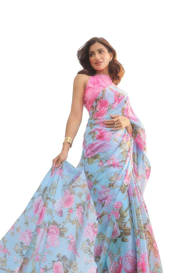 Garden Vareli Floral Print Georgette Saree Garden Vareli Floral Print Georgette Saree