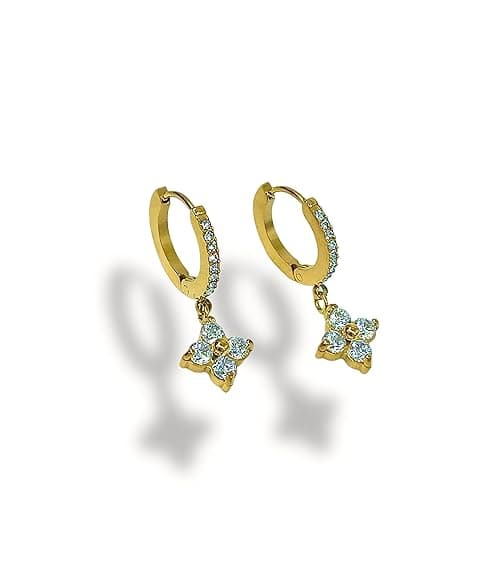GEMENI Women's Stainless Steel 18K Gold Plated Luminous Floral Earrings