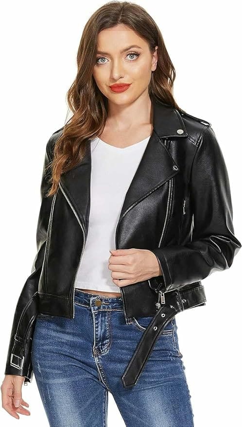 Generic Leather Jacket for Women Biker Black