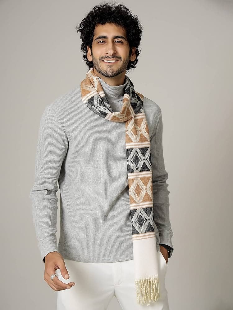  HANDICRAFT PALACE Men Blue Printed Woolen Mufflers